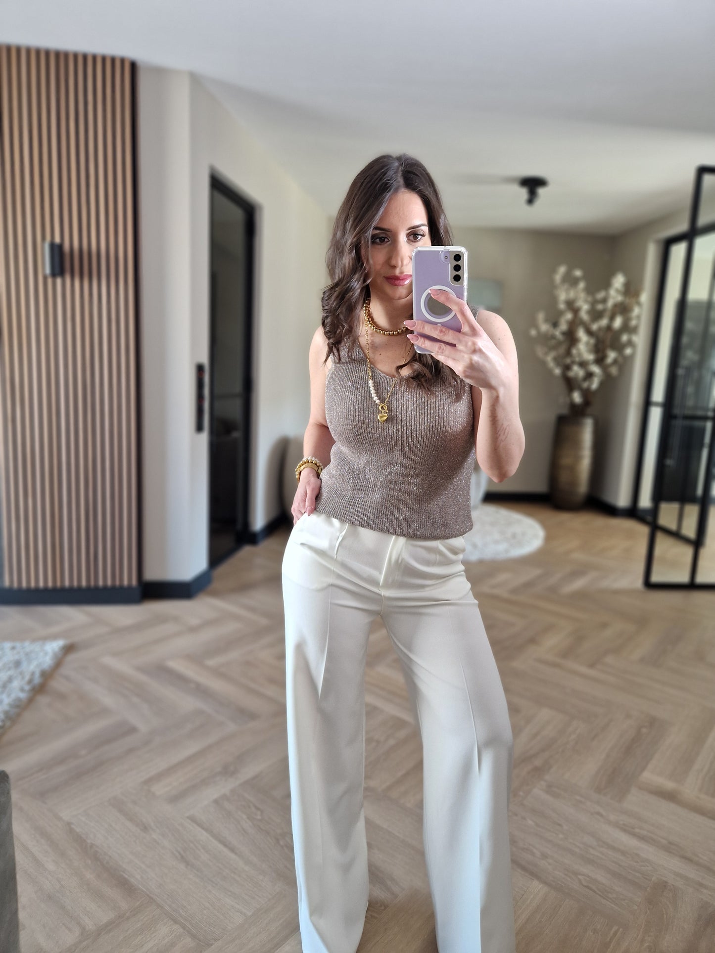 Glitter Top Amy Taupe