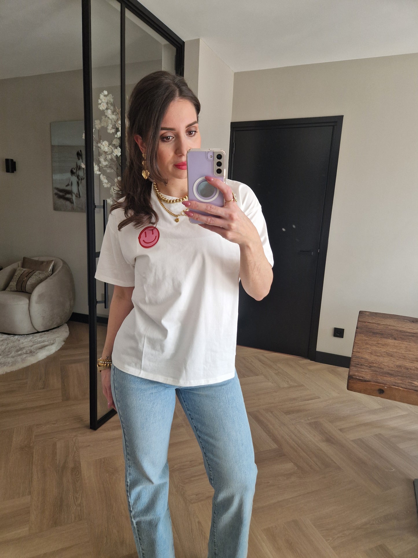 Ada Smiley T-shirt roze